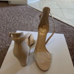 Vince Camuto Tan Strappy Stiletto Heels